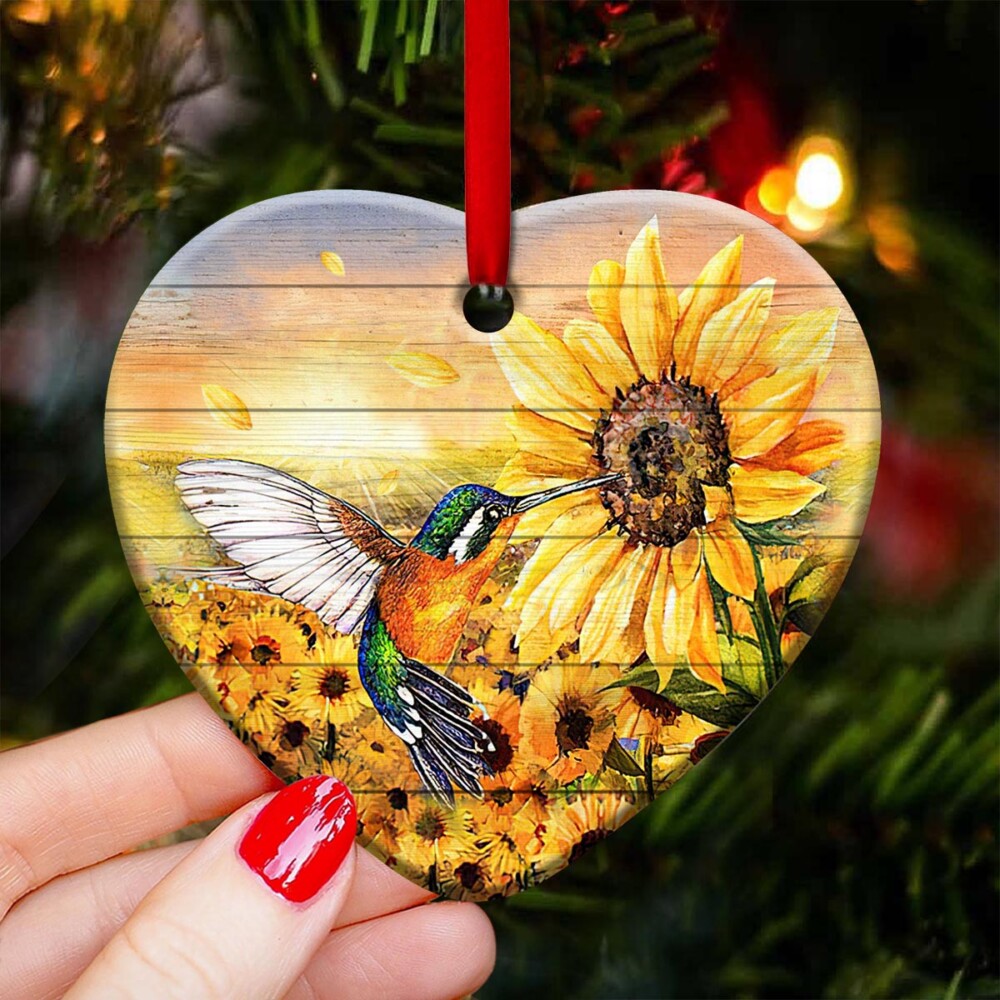 Hummingbird Faith Wood Style - Heart Ornament - Owl Ohh - Owl Ohh