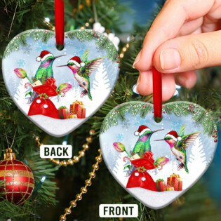 Hummingbird Christmas Give You A Gift - Heart Ornament - Owl Ohh - Owl Ohh