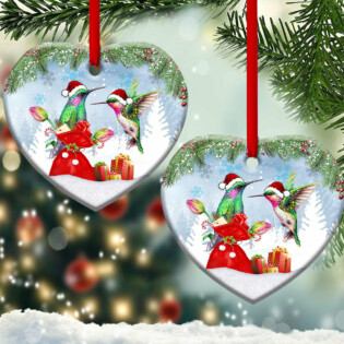 Hummingbird Christmas Give You A Gift - Heart Ornament - Owl Ohh - Owl Ohh