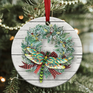 Dragonfly Christmas Classic Style - Circle Ornament - Owl Ohh - Owl Ohh