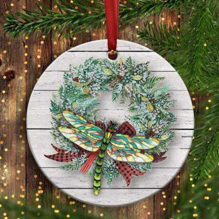 Dragonfly Christmas Classic Style - Circle Ornament - Owl Ohh - Owl Ohh