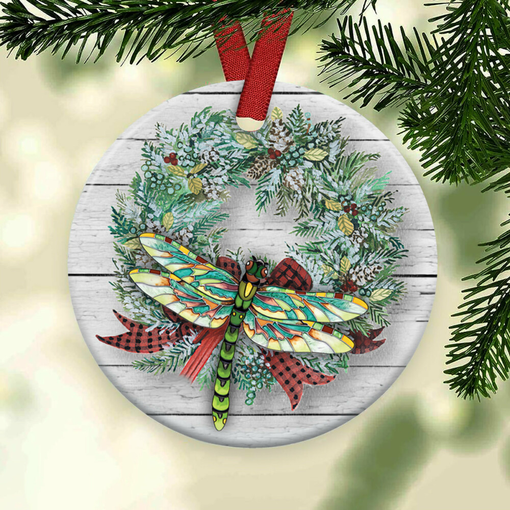 Dragonfly Christmas Classic Style - Circle Ornament - Owl Ohh - Owl Ohh