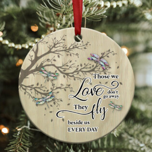 Dragonfly Memorial They Fly Beside Us - Circle Ornament - Owl Ohh - Owl Ohh