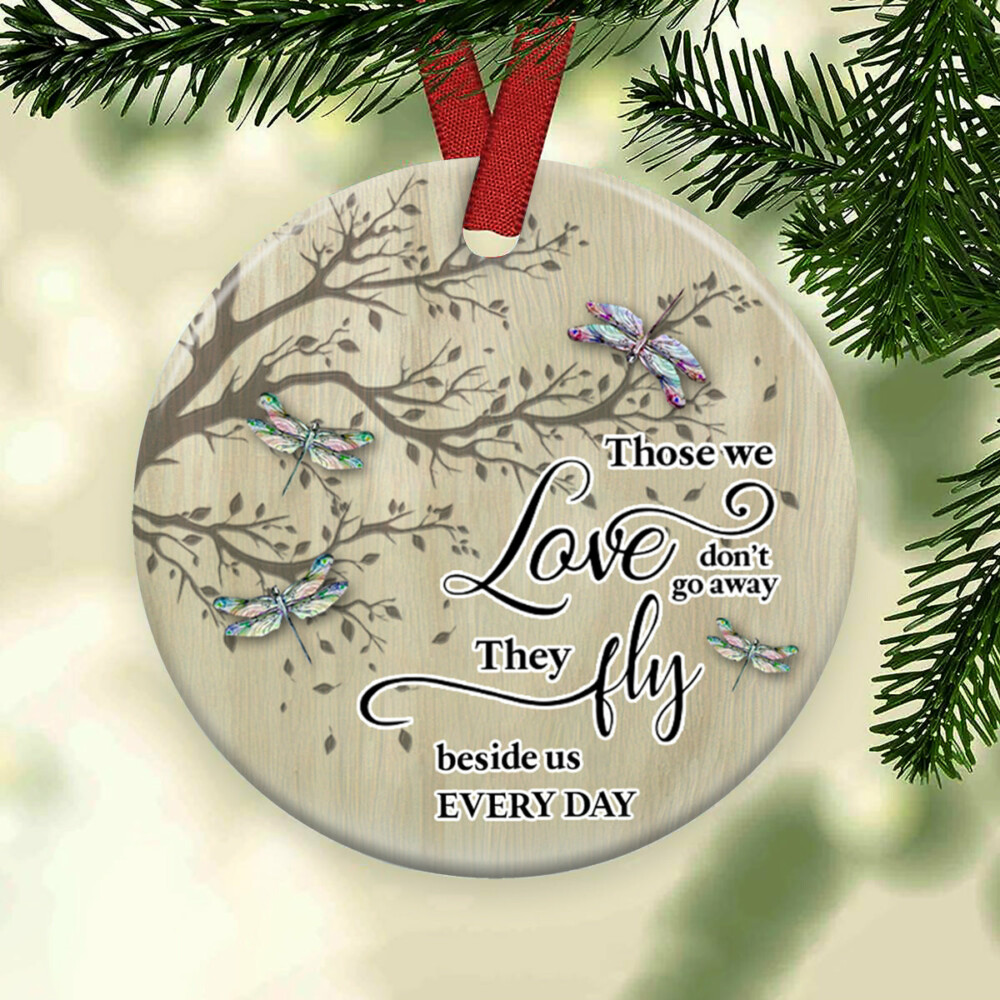 Dragonfly Memorial They Fly Beside Us - Circle Ornament - Owl Ohh - Owl Ohh