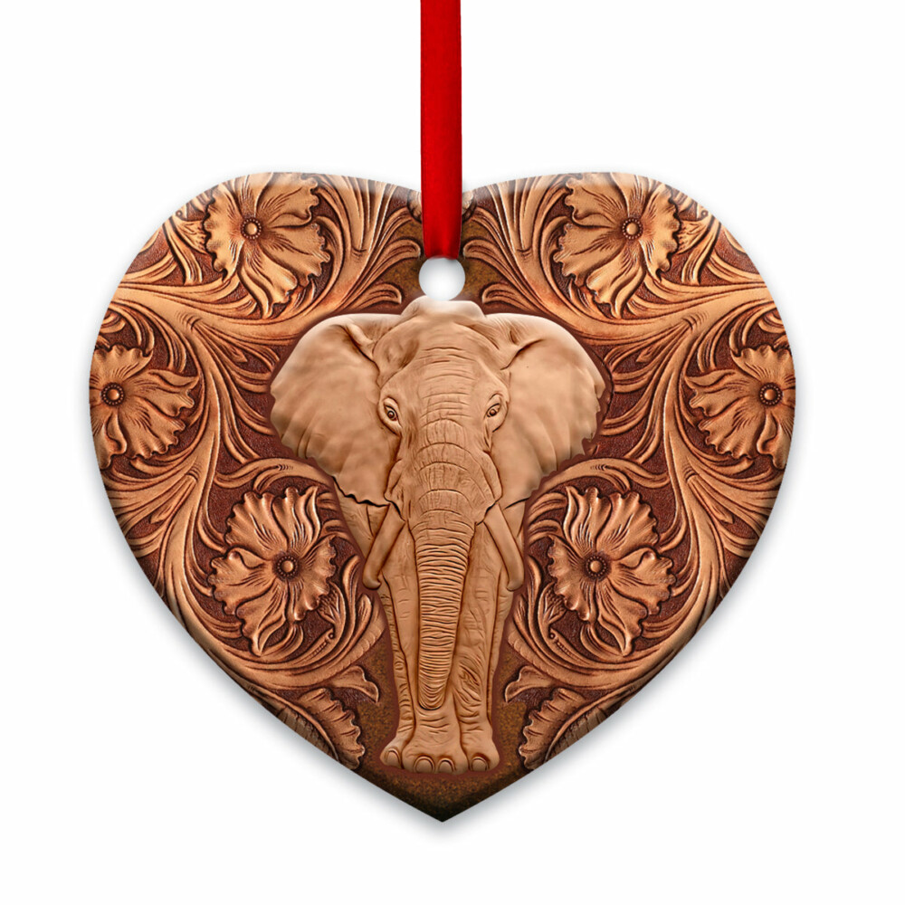 Elephant Wood Sculpture Style - Heart Ornament - Owl Ohh - Owl Ohh