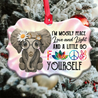 Elephant Hippie Peace Love Light - Horizontal Ornament - Owl Ohh - Owl Ohh