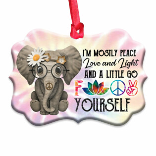 Elephant Hippie Peace Love Light - Horizontal Ornament - Owl Ohh - Owl Ohh