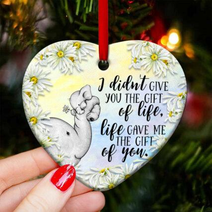 Elephant Family Life Give Me The Gift Of You - Heart Ornament - Owl Ohh - Owl Ohh