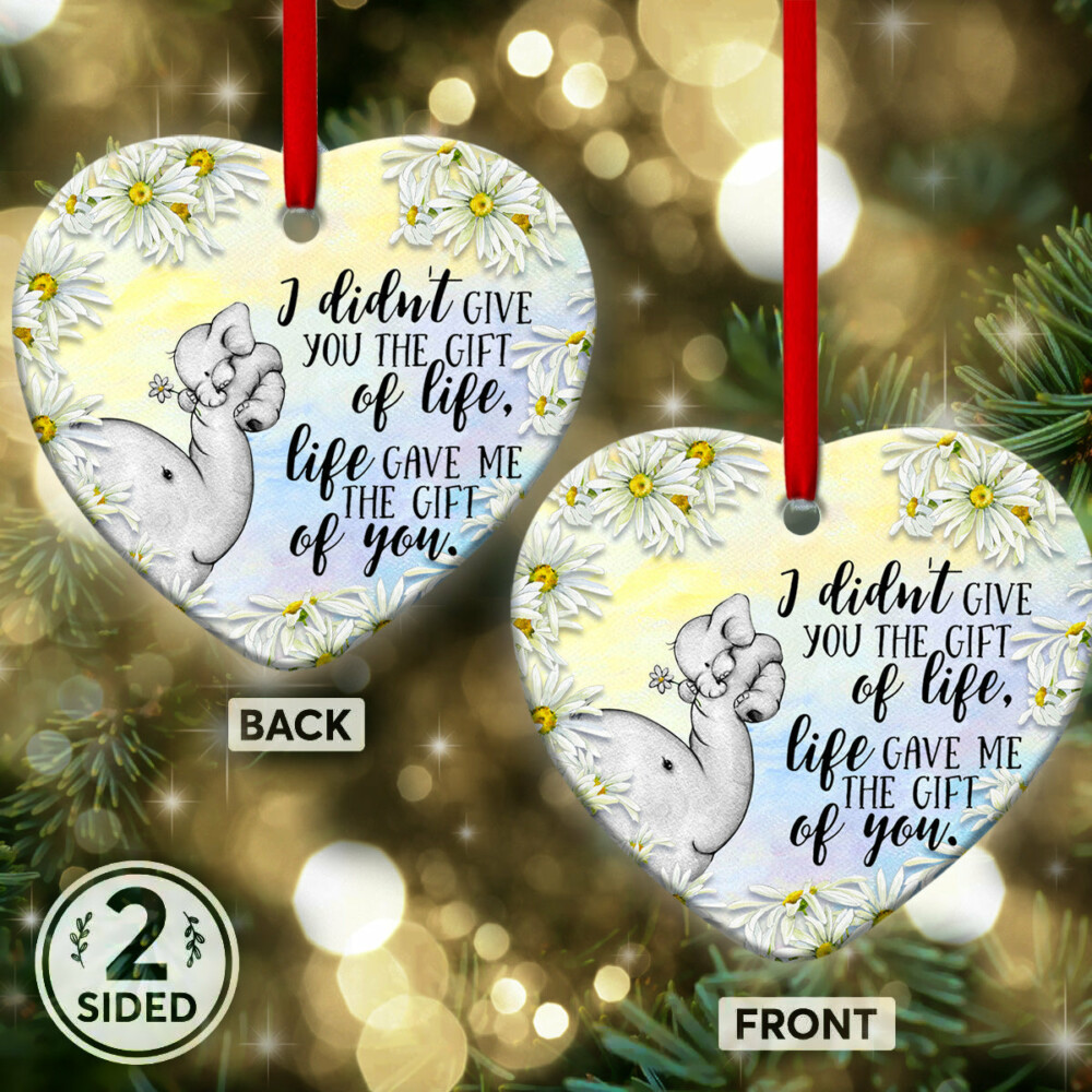 Elephant Family Life Give Me The Gift Of You - Heart Ornament - Owl Ohh - Owl Ohh