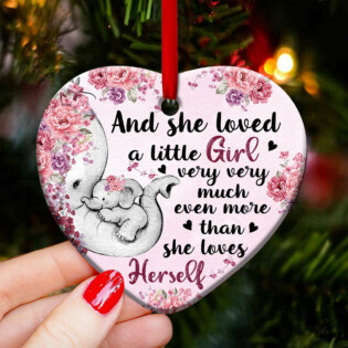 Elephant Family She Loved A Little Girl - Heart Ornament - Owl Ohh - Owl Ohh
