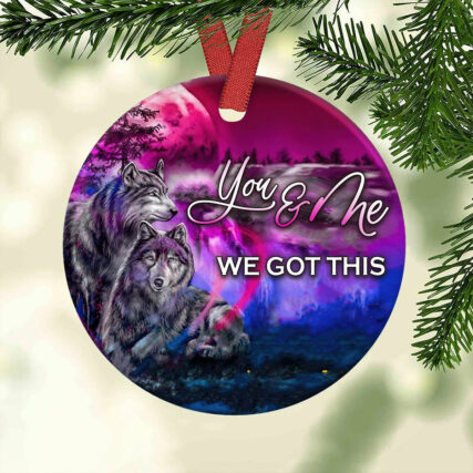 Wolf Couple You And Me Love You - Circle Ornament - Owl Ohh - Owl Ohh
