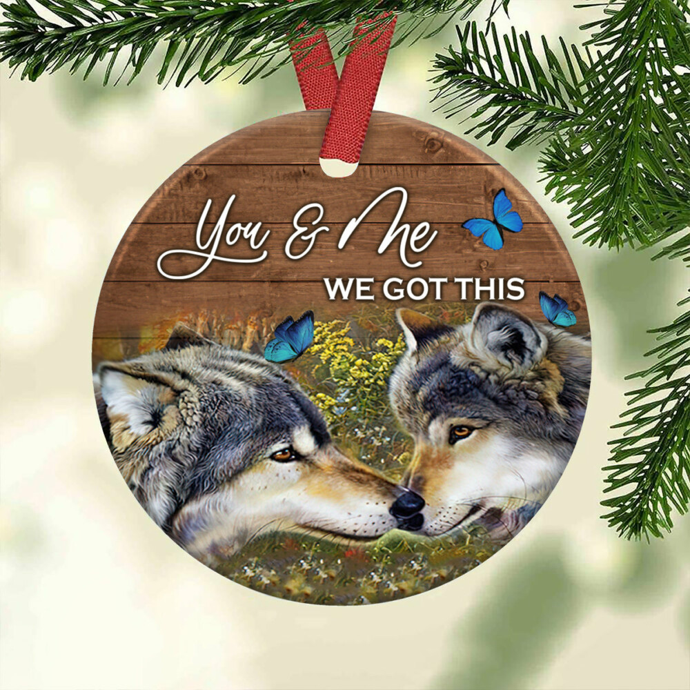 Wolf Couple You And Me - Circle Ornament - Owl Ohh - Owl Ohh