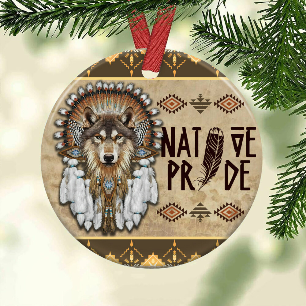 Native American Wolf Native Pride - Circle Ornament - Owl Ohh - Owl Ohh