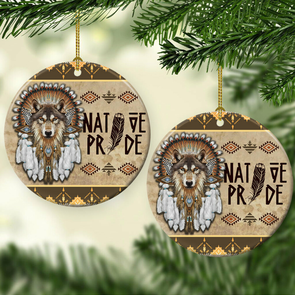 Native American Wolf Native Pride - Circle Ornament - Owl Ohh - Owl Ohh