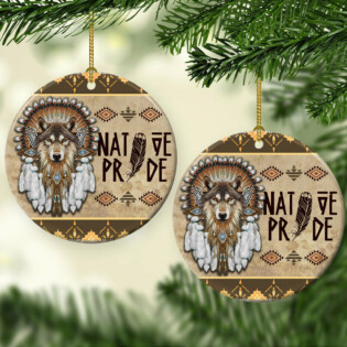 Native American Wolf Native Pride - Circle Ornament - Owl Ohh - Owl Ohh