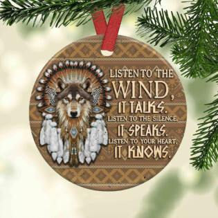 Native American Wolf Native Pride It Knows - Circle Ornament - Owl Ohh - Owl Ohh