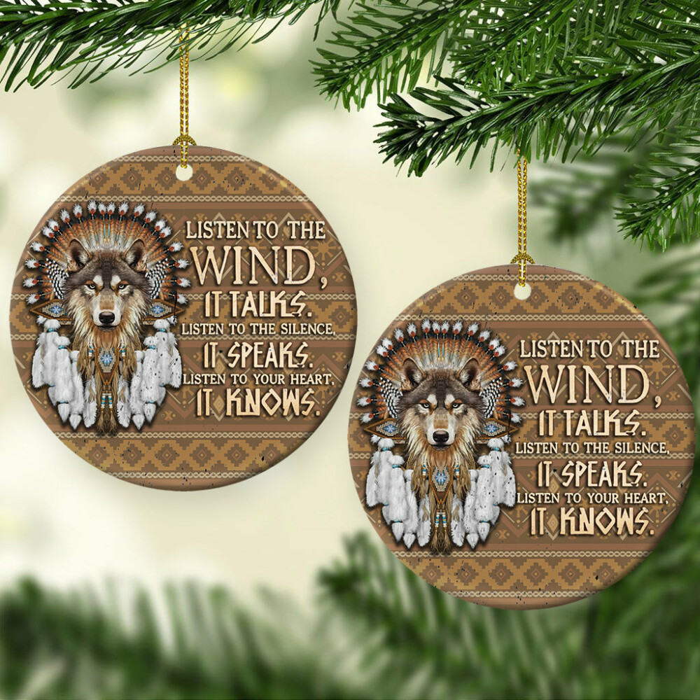 Native American Wolf Native Pride It Knows - Circle Ornament - Owl Ohh - Owl Ohh