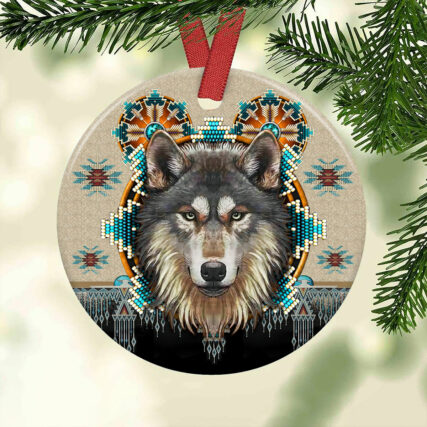Wolf Native American Amazing - Circle Ornament - Owl Ohh - Owl Ohh