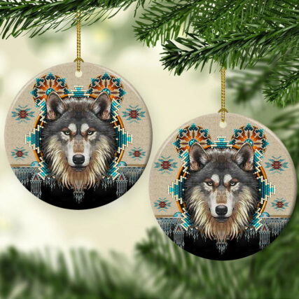 Wolf Native American Amazing - Circle Ornament - Owl Ohh - Owl Ohh