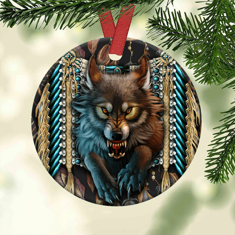 Native Wolf Strong Style - Circle Ornament - Owl Ohh - Owl Ohh
