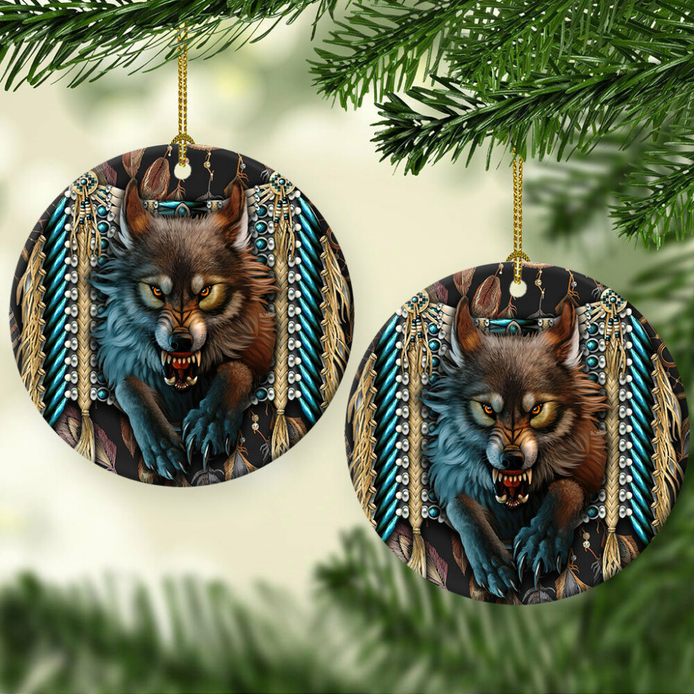 Native Wolf Strong Style - Circle Ornament - Owl Ohh - Owl Ohh