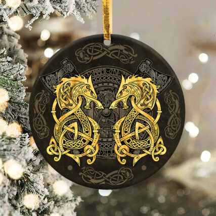 Viking Wolf Cool Pattern - Circle Ornament - Owl Ohh - Owl Ohh