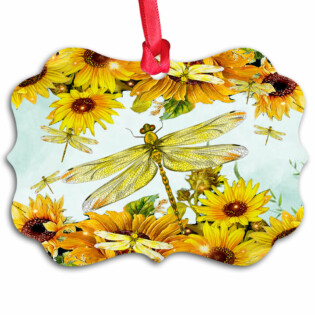 Dragonfly Sunflower Art Beautiful - Horizontal Ornament - Owl Ohh - Owl Ohh