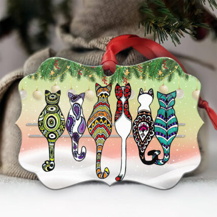 Cat Friends Pattern Christmas - Horizontal Ornament - Owl Ohh - Owl Ohh
