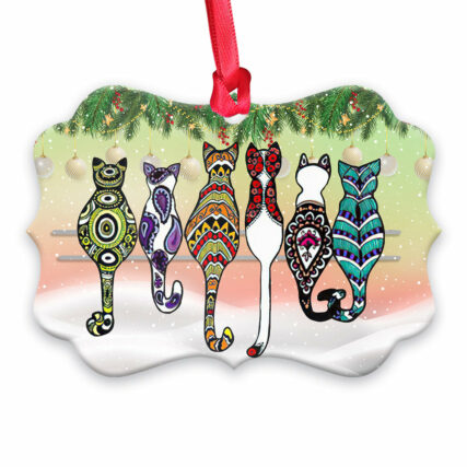 Cat Friends Pattern Christmas - Horizontal Ornament - Owl Ohh - Owl Ohh