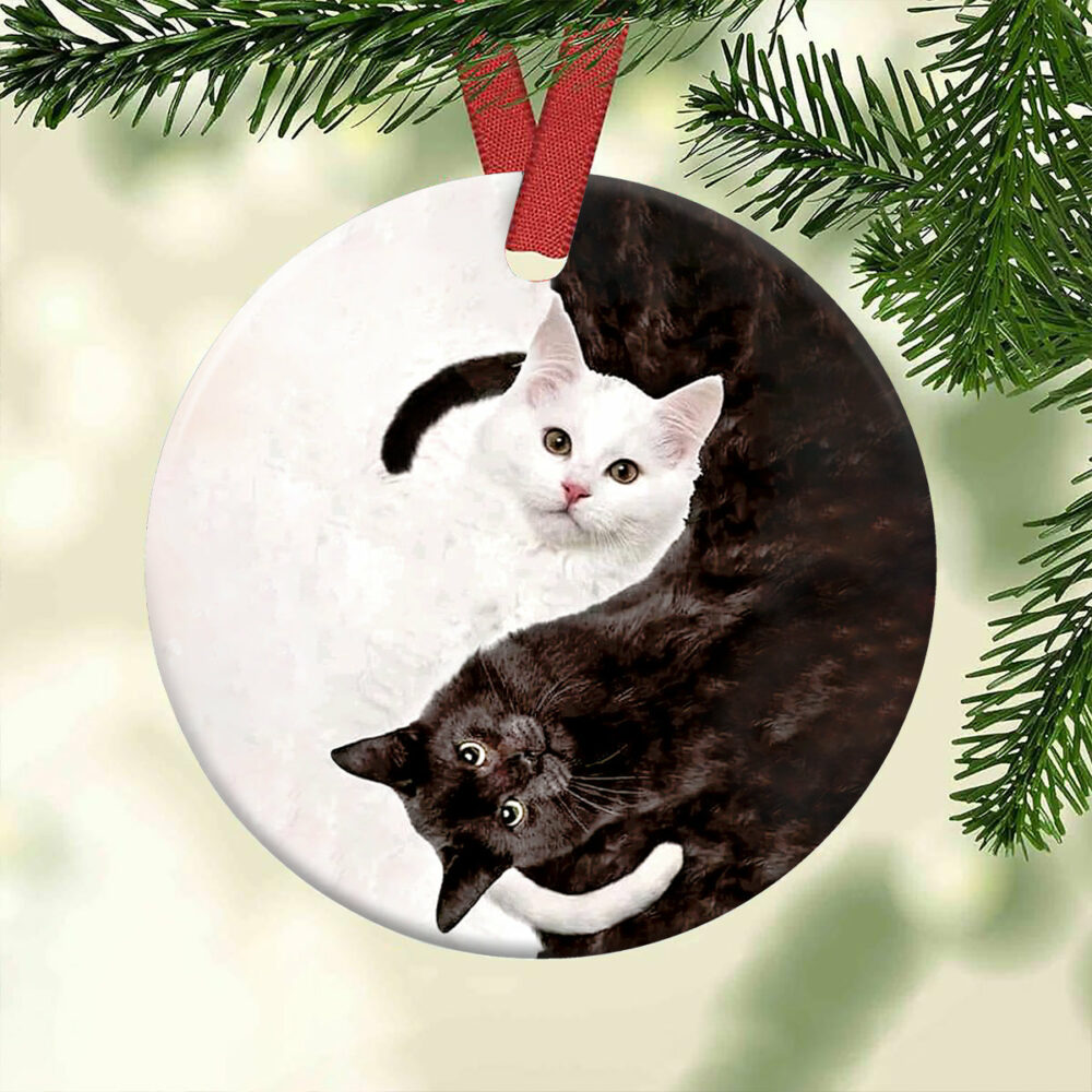 Cat Yin Yang Style - Circle Ornament - Owl Ohh - Owl Ohh