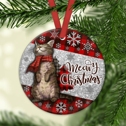 Cat Meowy Christmas Art - Circle Ornament - Owl Ohh - Owl Ohh