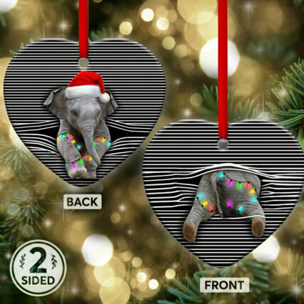 Elephant Christmas Cute Style - Heart Ornament - Owl Ohh - Owl Ohh