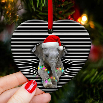 Elephant Christmas Cute Style - Heart Ornament - Owl Ohh - Owl Ohh