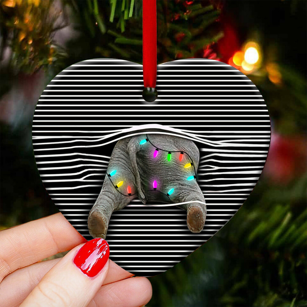Elephant Christmas Cute Style - Heart Ornament - Owl Ohh - Owl Ohh