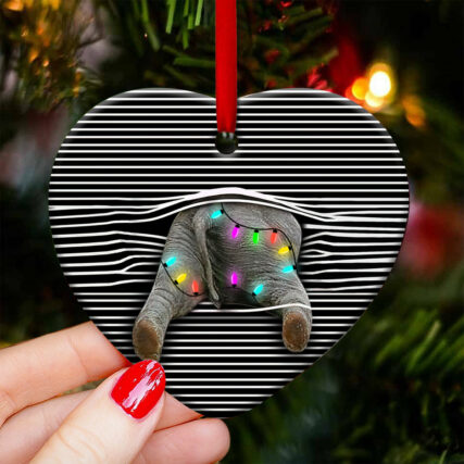 Elephant Christmas Cute Style - Heart Ornament - Owl Ohh - Owl Ohh