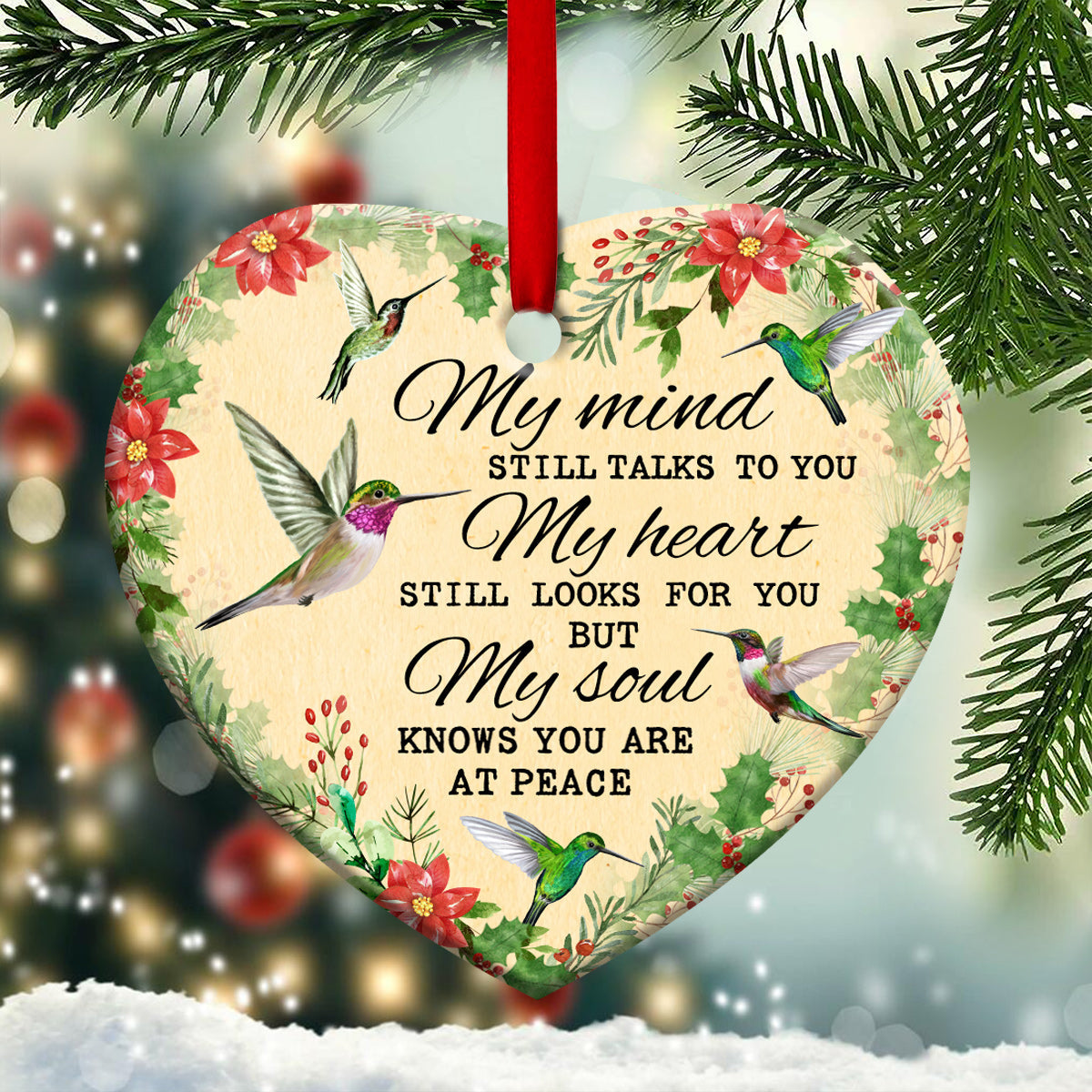 Hummingbird Memorial Classic Style - Heart Ornament - Owl Ohh - Owl Ohh