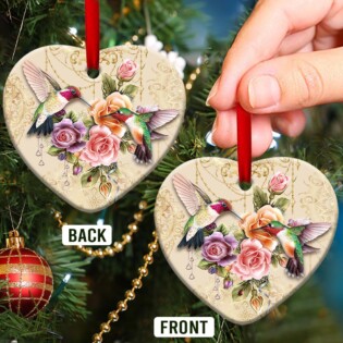 Hummingbird Flower Mandala Beautiful - Heart Ornament - Owl Ohh - Owl Ohh