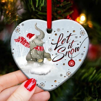 Elephant Let It Snow - Heart Ornament - Owl Ohh - Owl Ohh