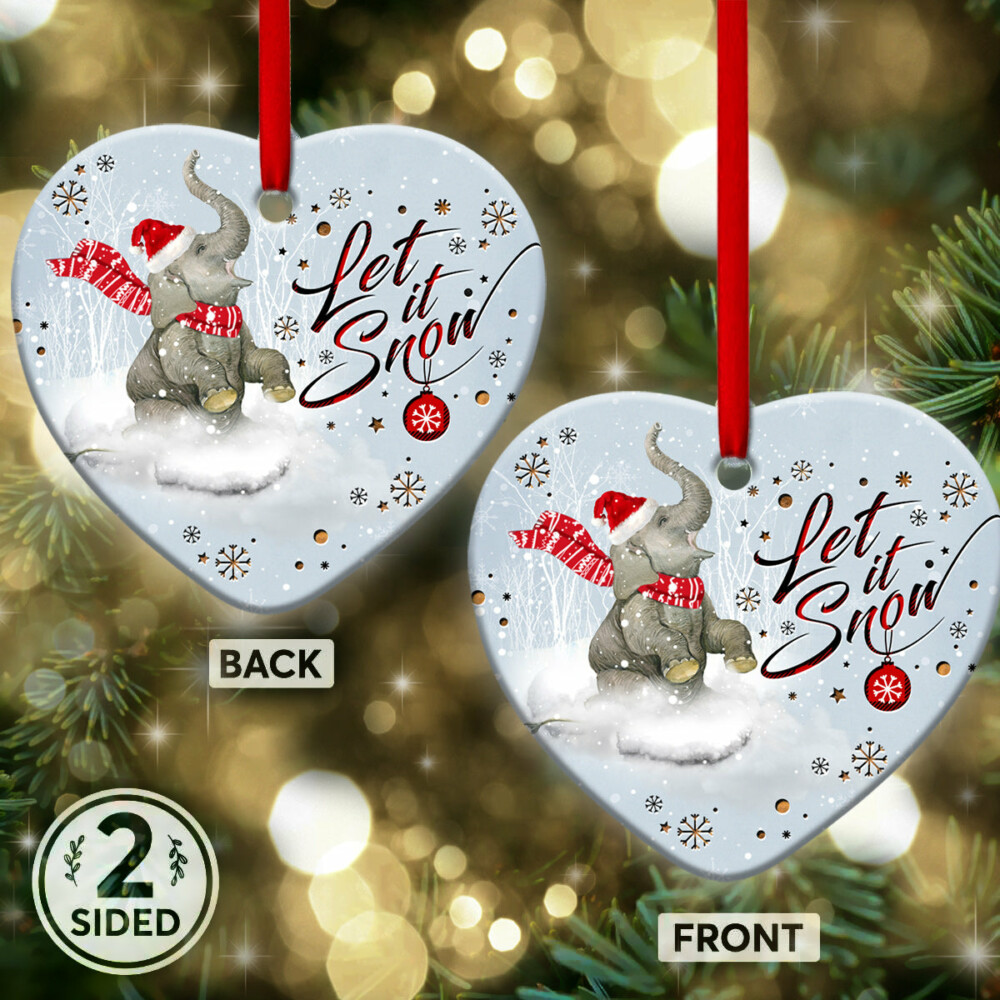 Elephant Let It Snow - Heart Ornament - Owl Ohh - Owl Ohh