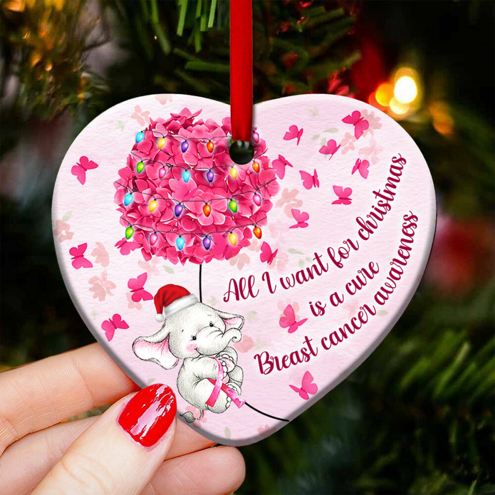 Elephant All I Want For Christmas Butterfly - Heart Ornament - Owl Ohh - Owl Ohh
