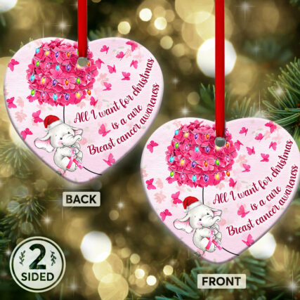 Elephant All I Want For Christmas Butterfly - Heart Ornament - Owl Ohh - Owl Ohh