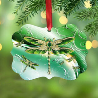 Dragonfly Emerald So Beautiful - Horizontal Ornament - Owl Ohh - Owl Ohh