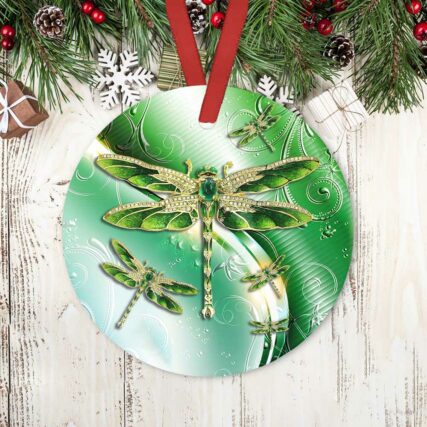 Dragonfly Emerald Green Style - Circle Ornament - Owl Ohh - Owl Ohh