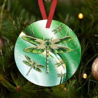 Dragonfly Emerald Green Style - Circle Ornament - Owl Ohh - Owl Ohh