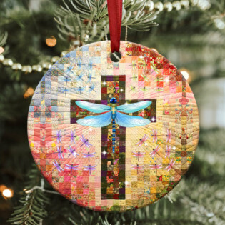 Dragonfly Christmas Peaceful Life - Circle Ornament - Owl Ohh - Owl Ohh