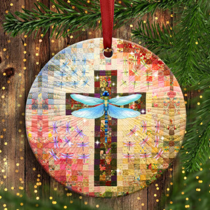 Dragonfly Christmas Peaceful Life - Circle Ornament - Owl Ohh - Owl Ohh