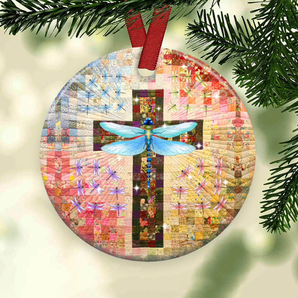 Dragonfly Christmas Peaceful Life - Circle Ornament - Owl Ohh - Owl Ohh