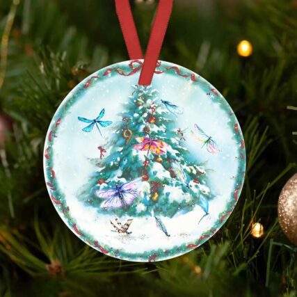 Dragonfly Merry Christmas So Lovely - Circle Ornament - Owl Ohh - Owl Ohh