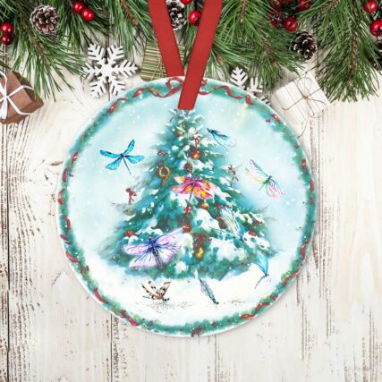 Dragonfly Merry Christmas So Lovely - Circle Ornament - Owl Ohh - Owl Ohh