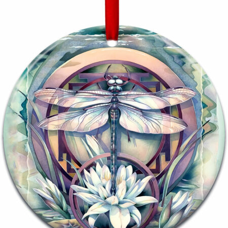 Dragonfly Art Love Flower - Circle Ornament - Owl Ohh - Owl Ohh